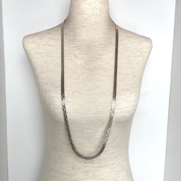 Milor Sterling Silver Italy Patterned Smooth Reversible Herringbone Chain 36" - Picture 2 of 16